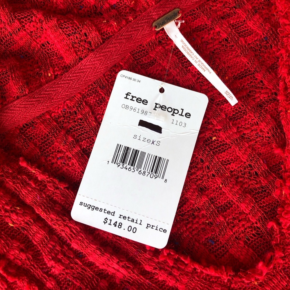 Free People Red Hooded Knit Sweater - Picture 6 of 15